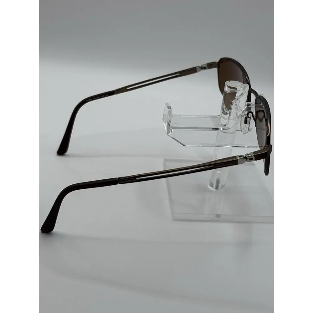 TurboFlex TF368 Brown Rectangular Sunglasses 54-18 Memory Metal Frame
